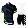 Men Women Cycling Jersey Bib Shorts Set Fluorescent Green Red Black Quick Dry Breathable Sportswear