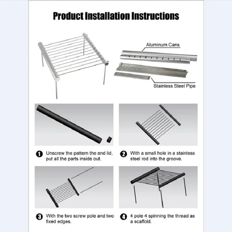 Складной портативный гриль-барбекю из нержавеющей стали, мини-карманный гриль-барбекю, аксессуары для барбекю для домашнего парка