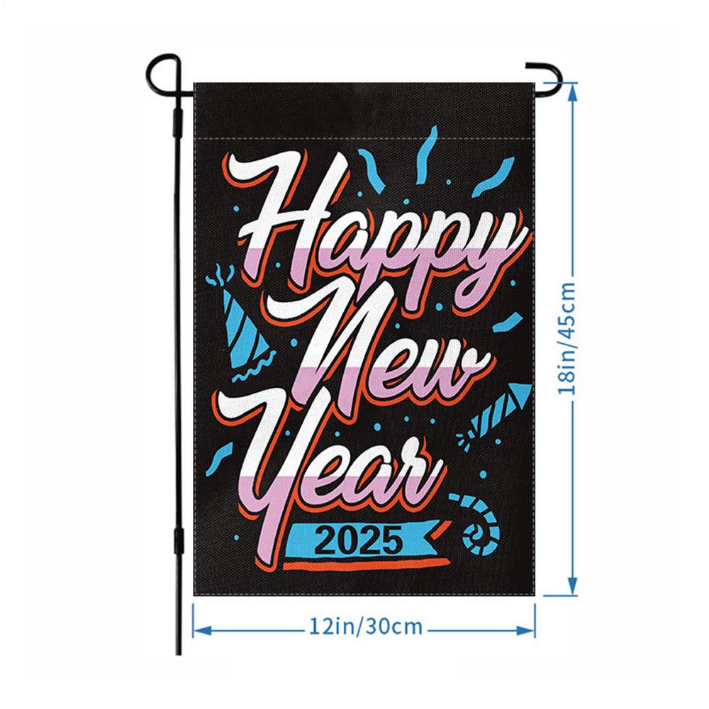 Happy New Year Garden Flag Garden Signs Seasonal Flags Double Sided Decorative Flags Yard Signs 2026 Holiday Garden Flags 12X18