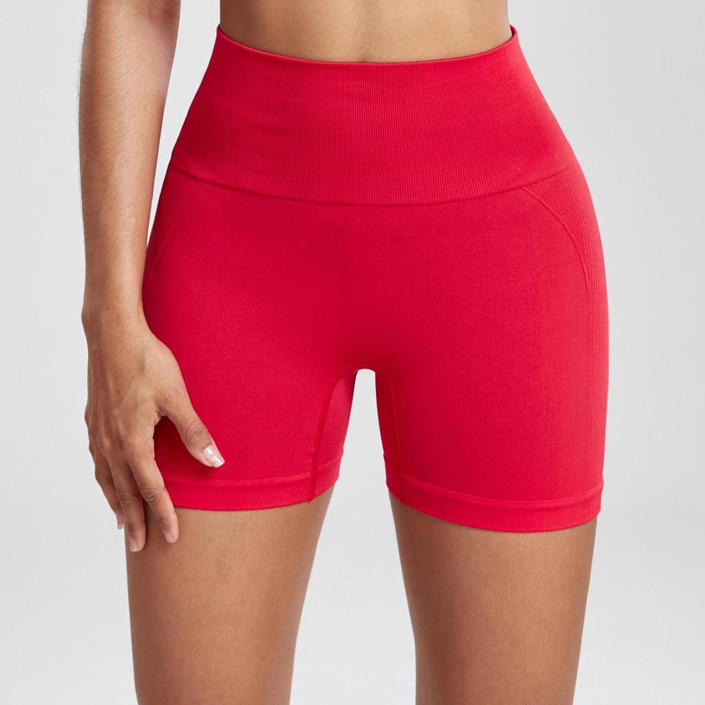 Бесшовные велосипедные шорты с высокой талией и эффектом лифтинга бедер - Женские трехточечные однотонные брюки для йоги и фитнеса