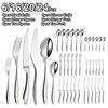 6/16/20/24 шт. Серебряная посуда из нержавеющей стали 304, набор столовых приборов, западный нож, вилка, ложка, зеркальный обеденный набор, элегантные столовые приборы