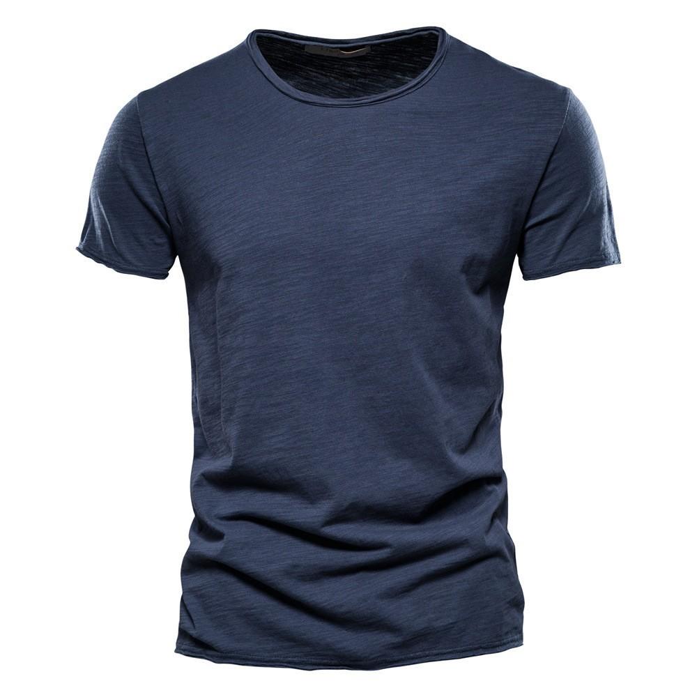 Summer New Solid-Color Short-Sleeved Men'S Slim-Fitting Bamboo Cotton European Size Korean Version Of Fashion Casual Men'S T-Shirt