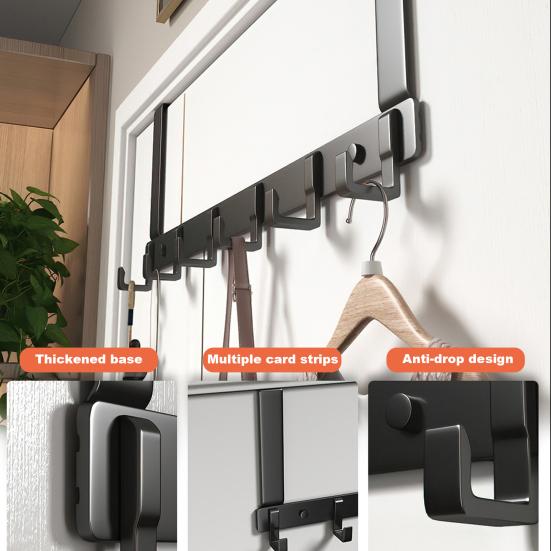 Стеллаж для хранения над дверью с 6 крючками, прочный, нержавеющий, компактный органайзер, вешалка для пальто, вешалка для полотенец, товары для дома