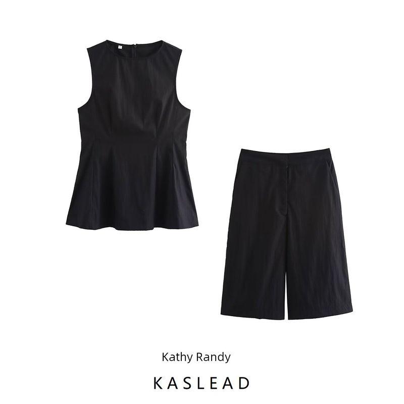 Kaslead New Arrival Women's Clothing Fashion Style Fashion Sleeveless Tops Shorts Suit 4437230 4437231