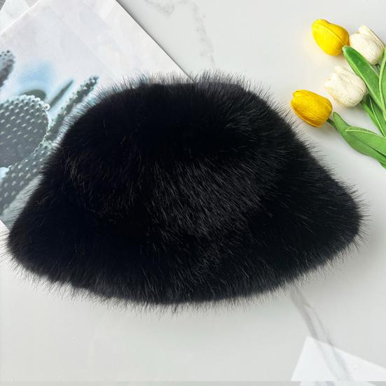 Women's Fuzzy Faux Fur Bucket Hat Winter Plush Furry Ladies Hat Fluffy Sherpa Fisherman Cap for Cold Weather