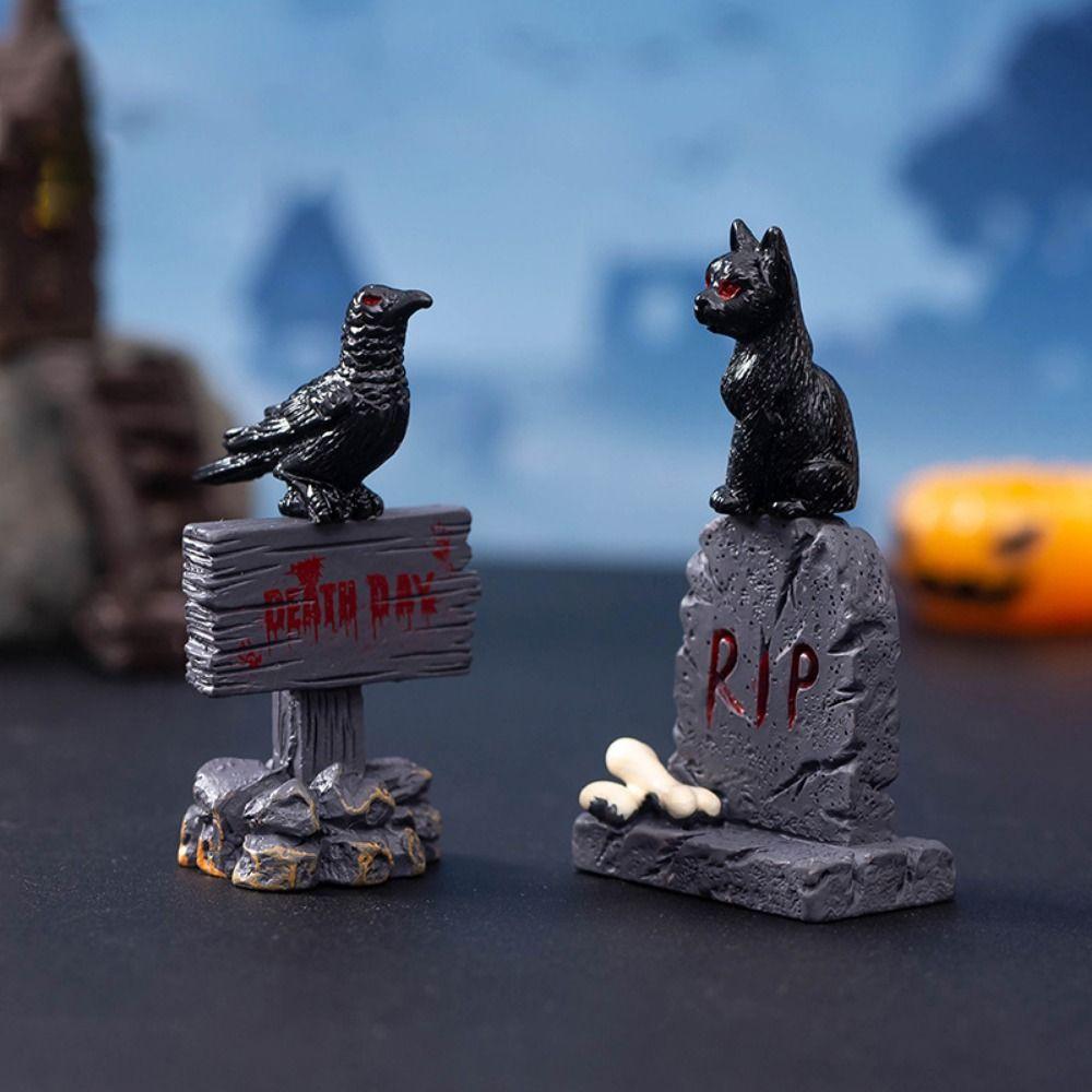 Creative Cartoon Halloween Small Ornaments DIY Resin Craft Tombston Ornaments Mini Resin Festival Ornaments Home