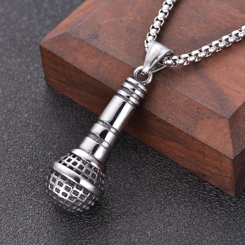 Серебряный цвет творческой моды рок хип-хоп ожерелье микрофон мужской кулон
