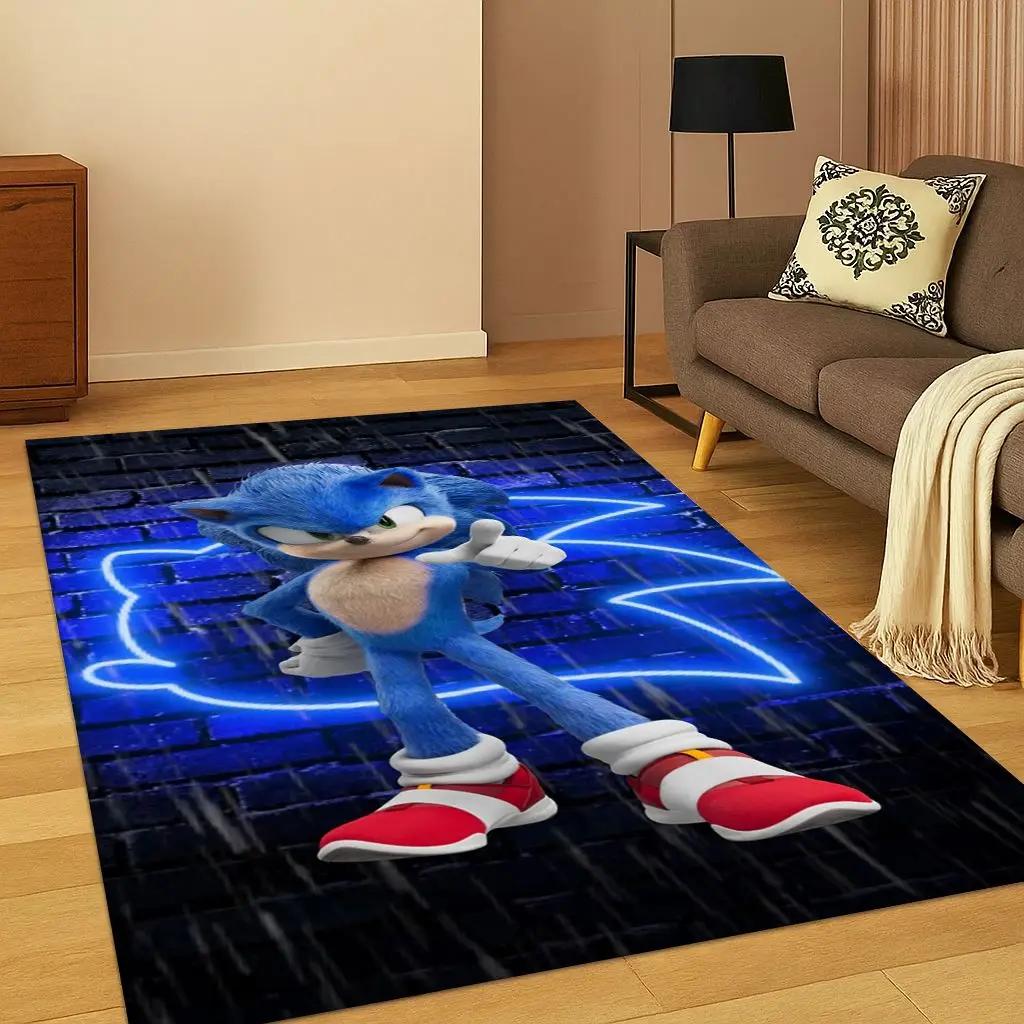 Классический ковер-ковер с изображением ежика из мультфильма S-Sonic для спальни, гостиной, дивана, домашнего декора, детский коврик с нескользящей основой, подарок
