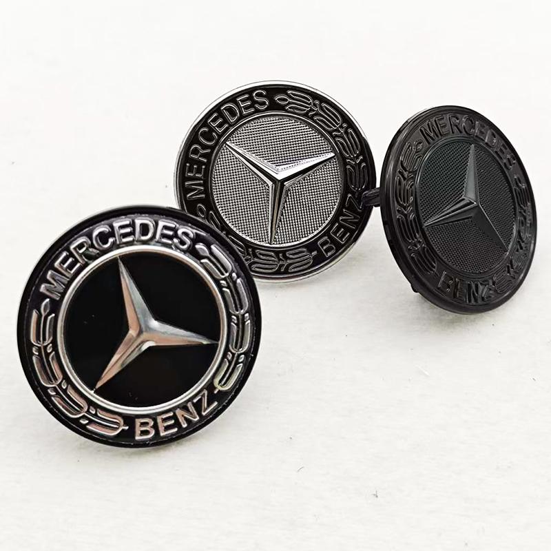 AABHA1 39mm 3pins 3D ABS Blue Black Car Front Star Hood Emblem Bonnet Logo Badge For Mercedes Benz W222 W213 S E Class Accessories