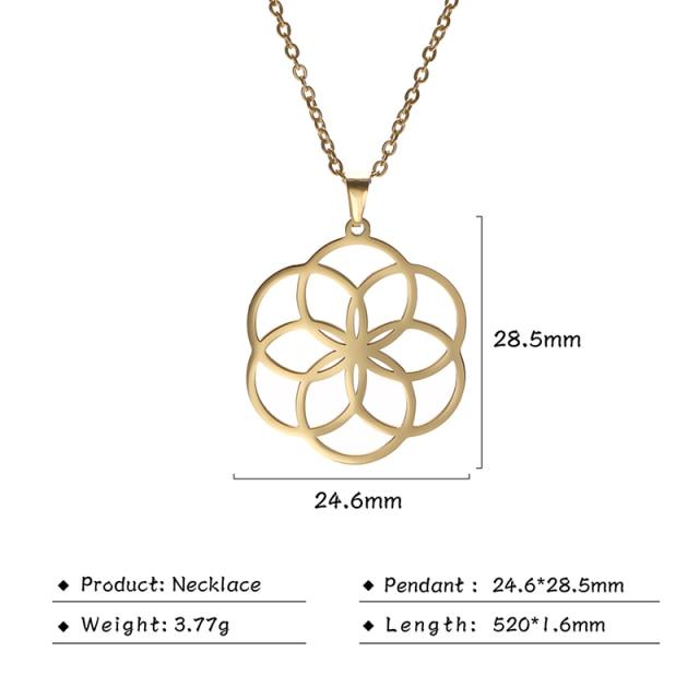 Цветок жизни мандала ожерелье кулон позолоченная цепочка из нержавеющей стали ювелирные изделия геометрические аксессуары амулет подарок для женщин мужчин