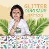 15/1 Sheets Waterproof But Removable Kids Body Diy Sticker Cartoon Glitter Dinosaur Fake Tattoos