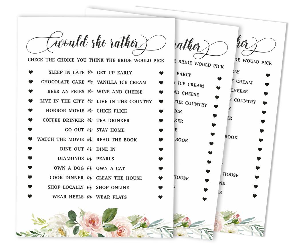 Inkdotpot 50A Floral Brunch & BubblyA BingoA GameA CardsA For Bridal Wedding Shower Bachelorette Party Bulk Blank Square Fill In Gift