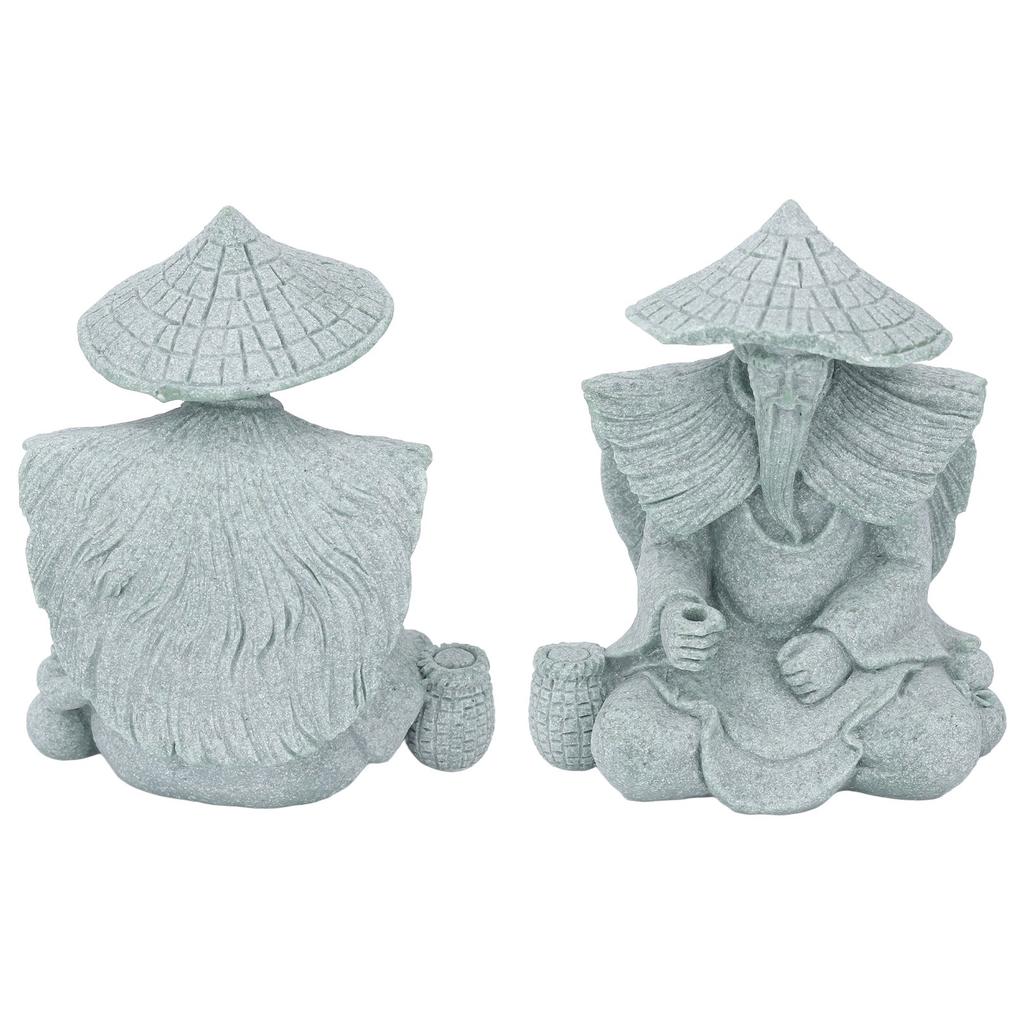 Fisherman Statue Sitting Fishing Old Man Figurine Small Desk Ornament for Cabinet Living Room Office Decoration