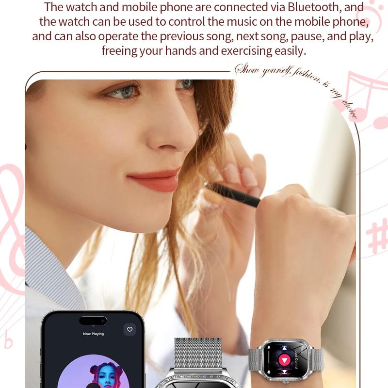 2025 New Fashion Smart 1.75" HD Display Watch Women AMOLED Curved Screen IP68 Waterproof Health Call Smartwatch Apple Watch Ladies for Lady Gift