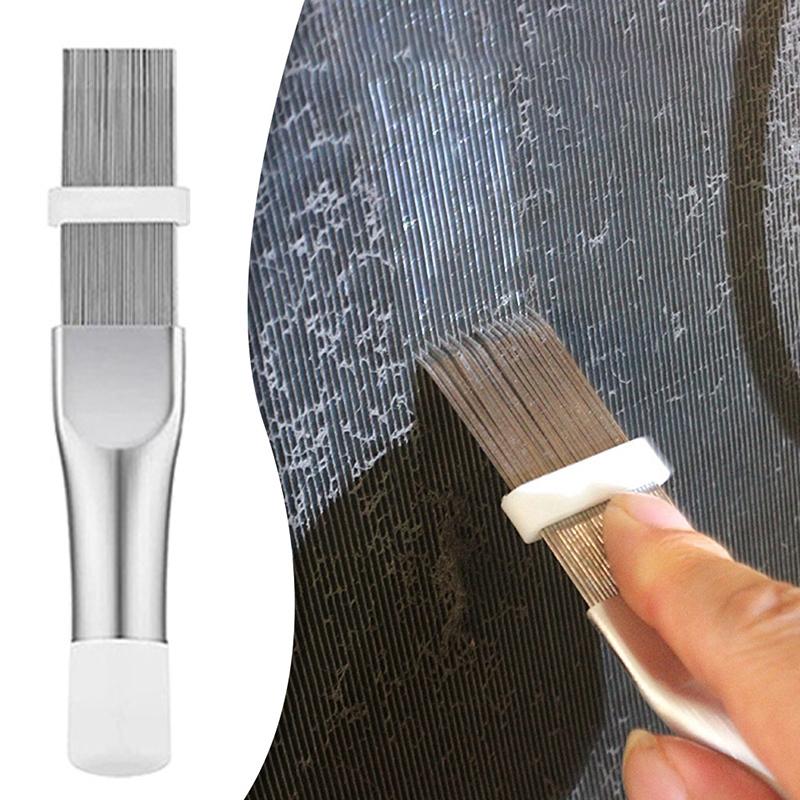 Кондиционер Металлическая гребень для пластин кондиционера Нержавеющая сталь Щетка для пластин кондиционера Инструмент для чистки конденсатора Ремонтная щетка для холодильника Универсальная