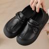 Women's Genuine Leather Flats Woman Tied Up Wide Head Sports Sneakers Vintage Moccasin Non-Slip Walking Loafer Mother Shoes