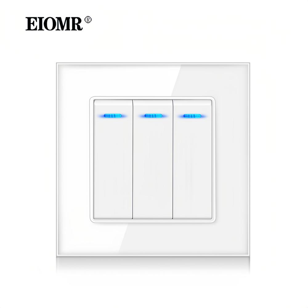 EIOMR 16A Израильская настенная розетка, USB A C порт для зарядки, Белая панель из хрустального стекла, Одиночная, Двойная, Тройная, Израильский тип C розетка