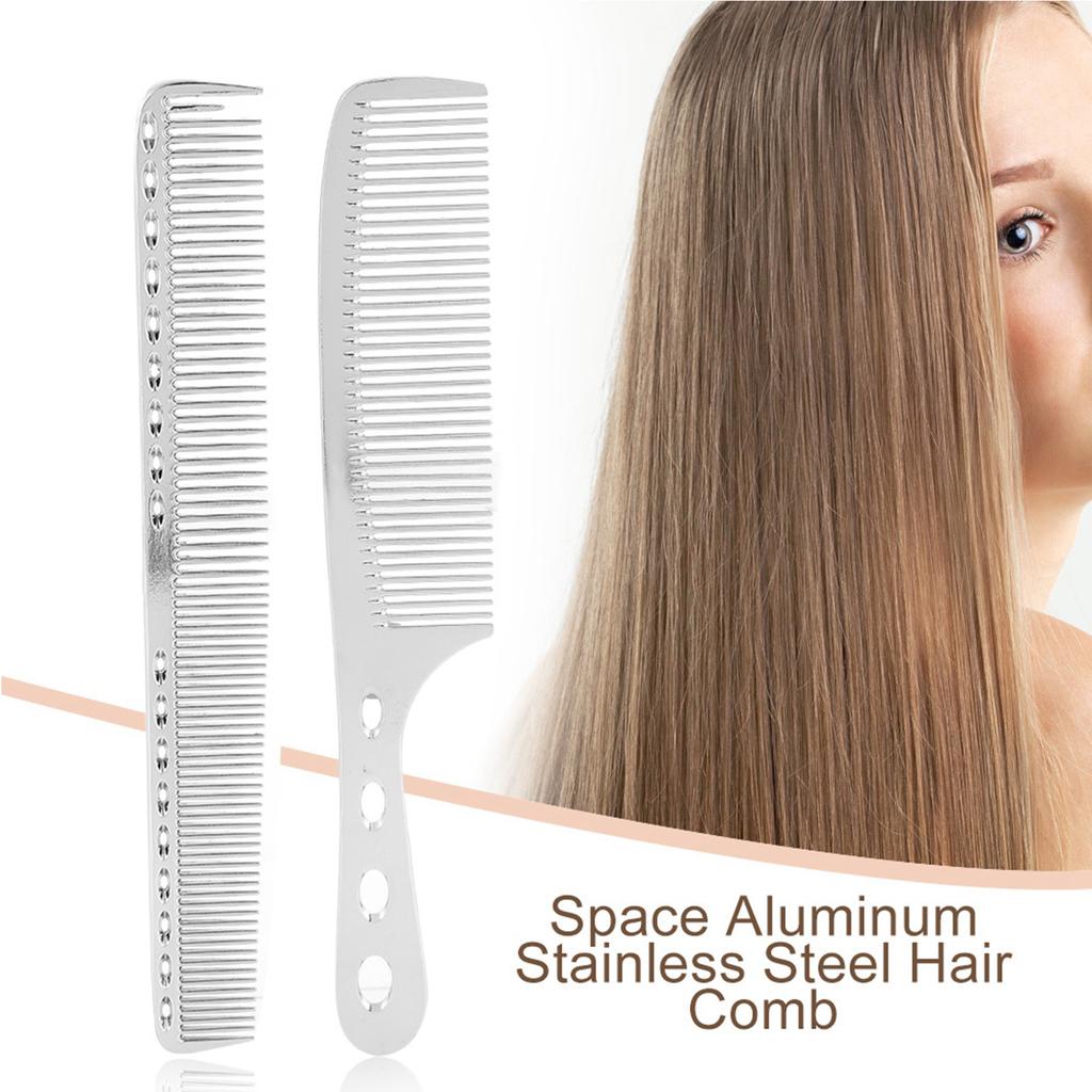 Набор из 2 предметов, расческа для волос, алюминиевая, нержавеющая сталь, антистатическая, редкая расческа для стрижки волос, инструмент для красоты