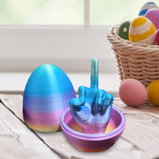 Middle Finger Easter Egg Funny Prank Toy 3D Printed Hilarious Surprise Ornament Rude Joke Egg Gag Gift for Office Party Birthday