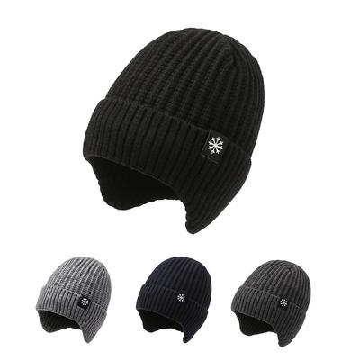 Зимняя шерстяная шапка для улицы, теплая, бархатная, толстая вязаная шапка, мужская шапка для защиты от холода и ушей