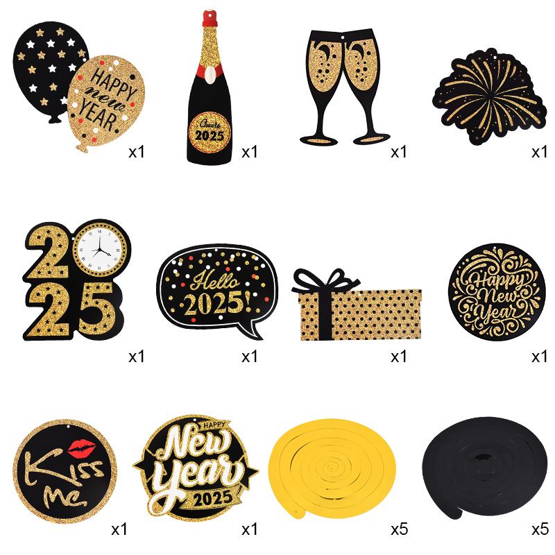 10 шт./компл. С Новым годом спиральная подвесная гирлянда-баннер Hello 2025 Новый год украшения для вечеринки реквизит для фотобудки подарок