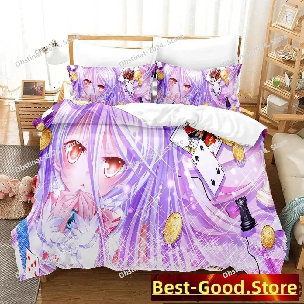 3D Постельное белье с принтом из аниме No Game No Life Комплект с пододеяльником Размеры: Полный, Queen, King Наволочки Постельное белье с принтом Комплект для спальни взрослого и ребенка Односпальный, Twin