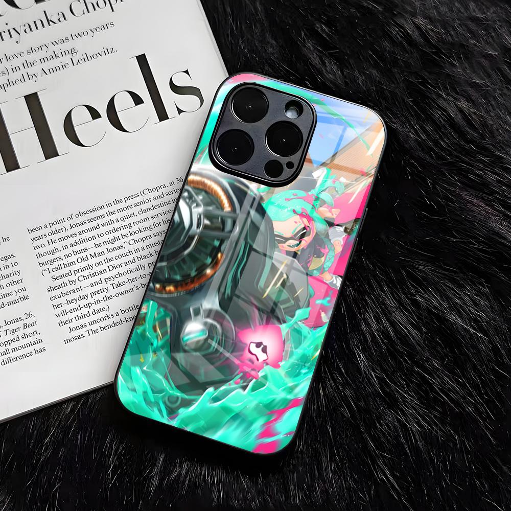 S-Splatoon Game Phone Case For IPhone 17 Air 16 E Pro Max 15 14 13 Mini 12 Pro 11 Max Plus Black Glass Cover