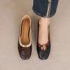 Женские туфли из кожи, весна 2024, новые балетки с квадратным носком, женские туфли на среднем каблуке, модные женские офисные туфли