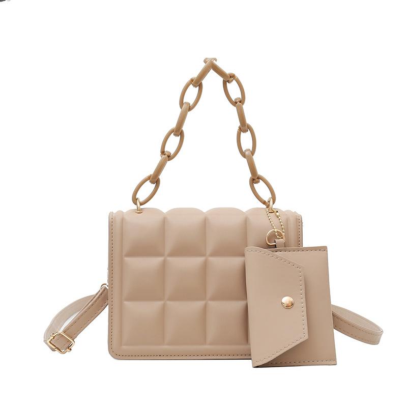 2024 новая женская сумка, однотонная маленькая квадратная сумка в иностранном стиле, новая простая сумка на цепочке, модная сумка через плечо