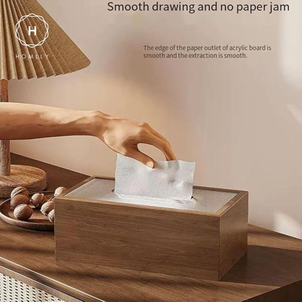 HOMLLY Wooden Mesh Tissue Box