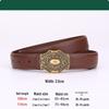Genuine Cowhide Retro Carved Women's Belt - Simple Literary Style for Denim Casual Wear