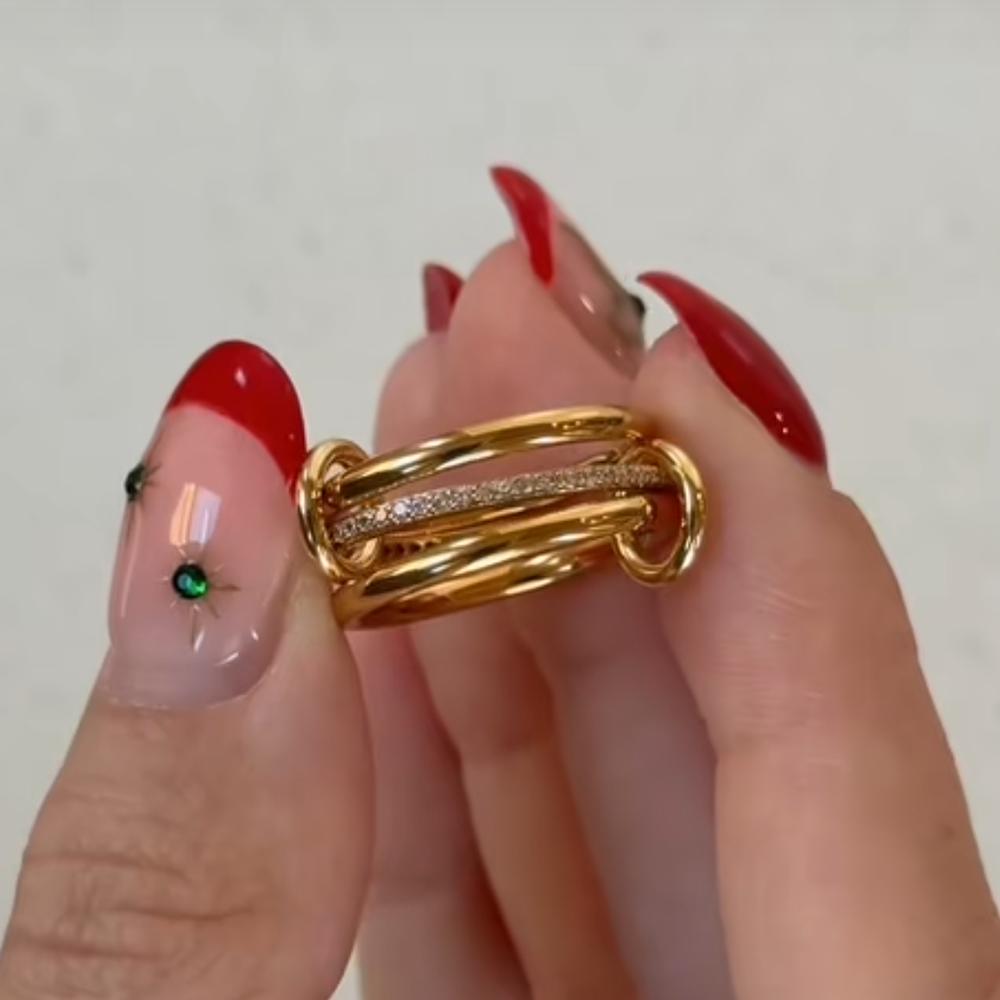 Fashion Stack Ring Stainless Steel Ladies Jewelry Gold Color Finger Accessories Multi Pieces Interlocking Spinelli Ring Gifts