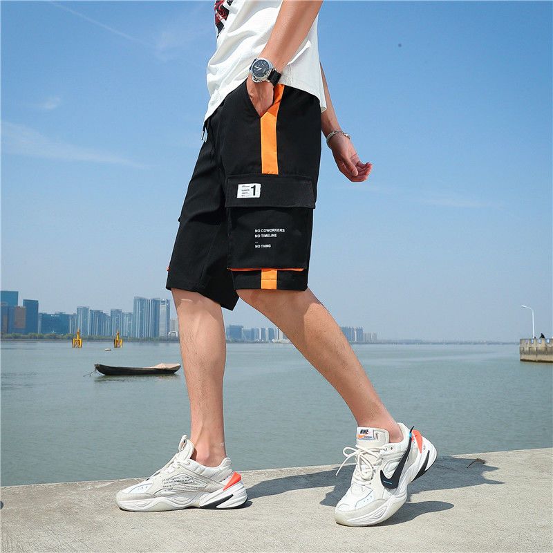 Шорты, мужские летние универсальные брюки с пятью точками на шнурке, свободные прямые комбинезоны, молодежные шорты
