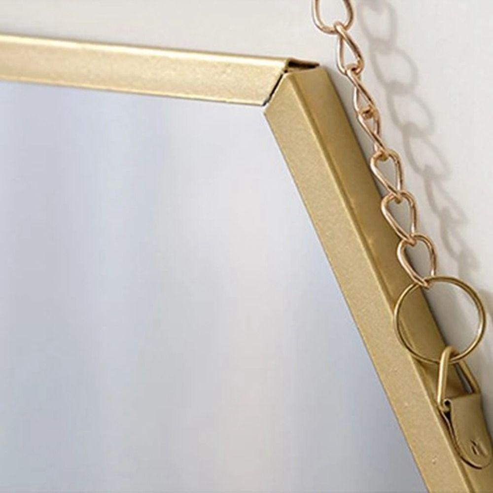 Шестиугольная форма шестиугольное железное цепное зеркало железное ремесло подвесное косметическое зеркало комната