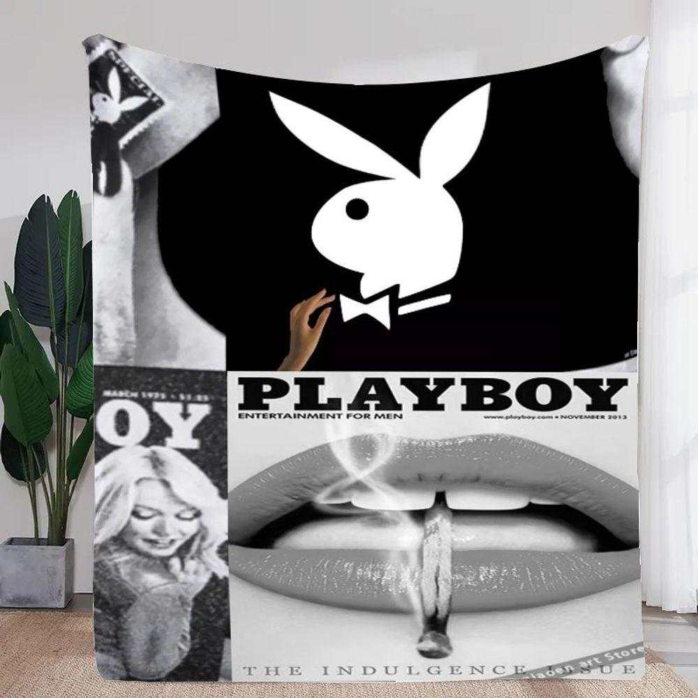 Плед с тематикой логотипа Playboy Bunny - Мягкий и уютный плед с культовой графикой Playboy, идеально подходит для уютных вечеров, Livi