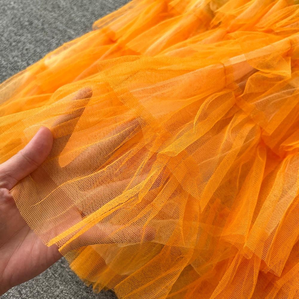 2025 Новые летние юбки из сетчатого тюля с градиентом и разноцветными радужными полосками, женские длинные юбки-макси, модная элегантная одежда с эластичной талией