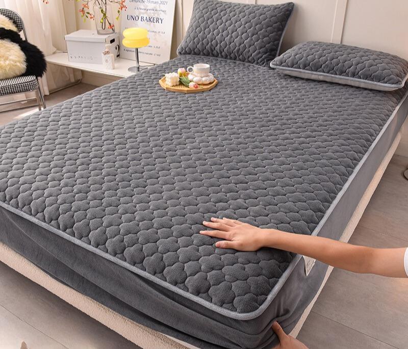 Цельная молочная бархатная хлопковая простыня на подкладке, кровать размера «queen-size», утолщенное покрывало, новый зимний флисовый защитный чехол для матраса