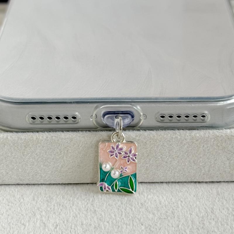 Unique Moon Butterfly Phone Dust Plugs Rhinestone Enamel Craft Charging Port Protection Decor for Phone Accessory Lovers Girls