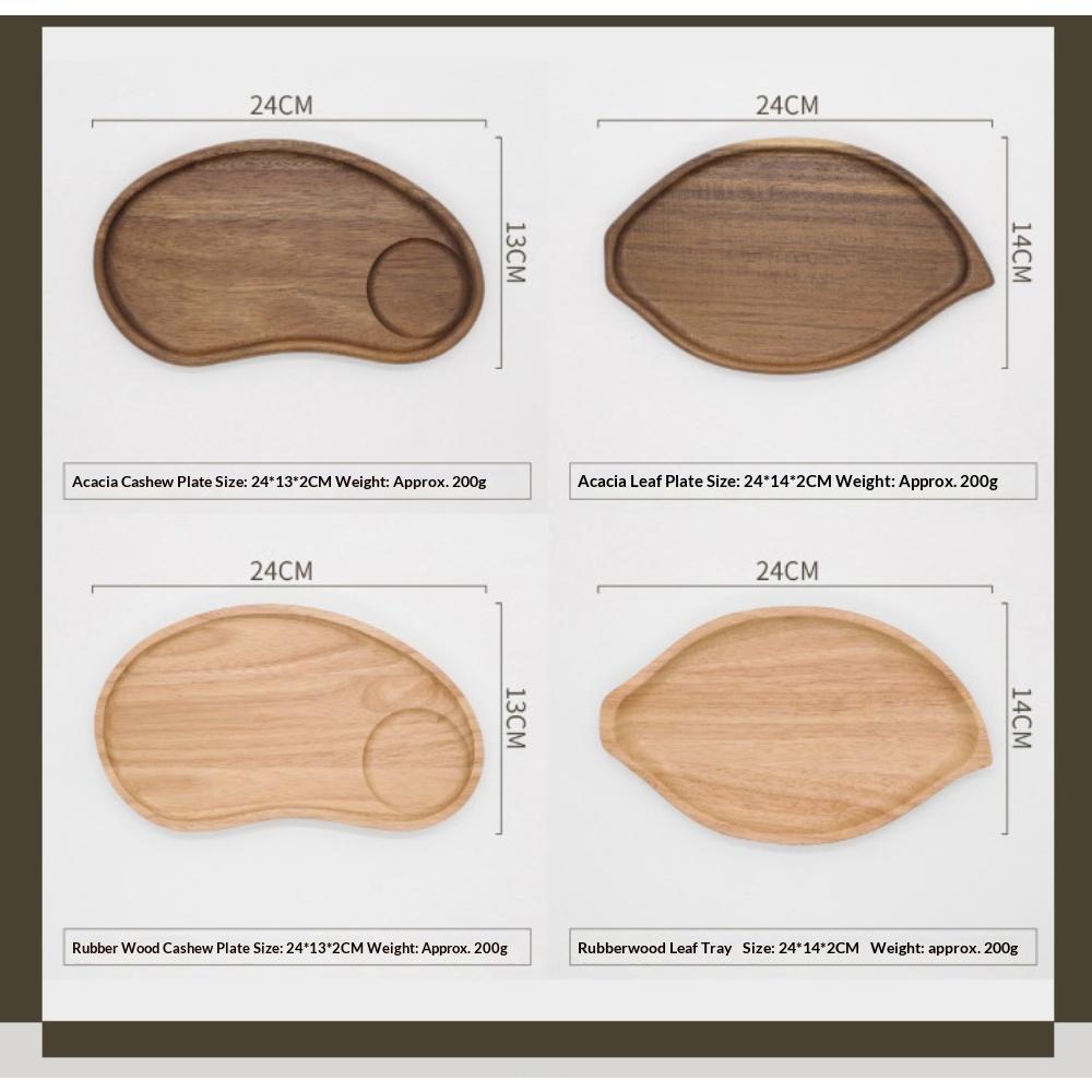 Acacia Wood Cashew‑Leaf Shaped Tray,Solid Wood Coffee Cup,Snack & Tea Plate,Home Tableware