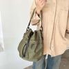 Korean Style Drawstring Fitness Bag Solid Color Bucket Bag Swimming Nylon Crossbody Bag  Women