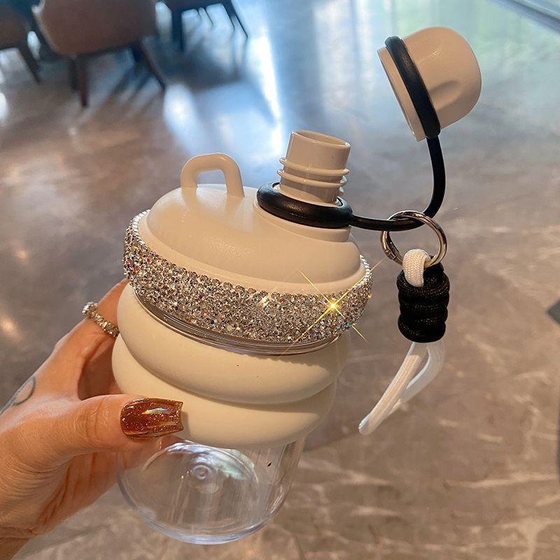 Sparkling Rhinestone Water Bottle Women - Compact Portable Ins Style PP Cup With Direct Drinking Spout