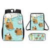 Capybara Pattern Cartoon Backpack Shoulder Bag Pencil Case Three Set Piece