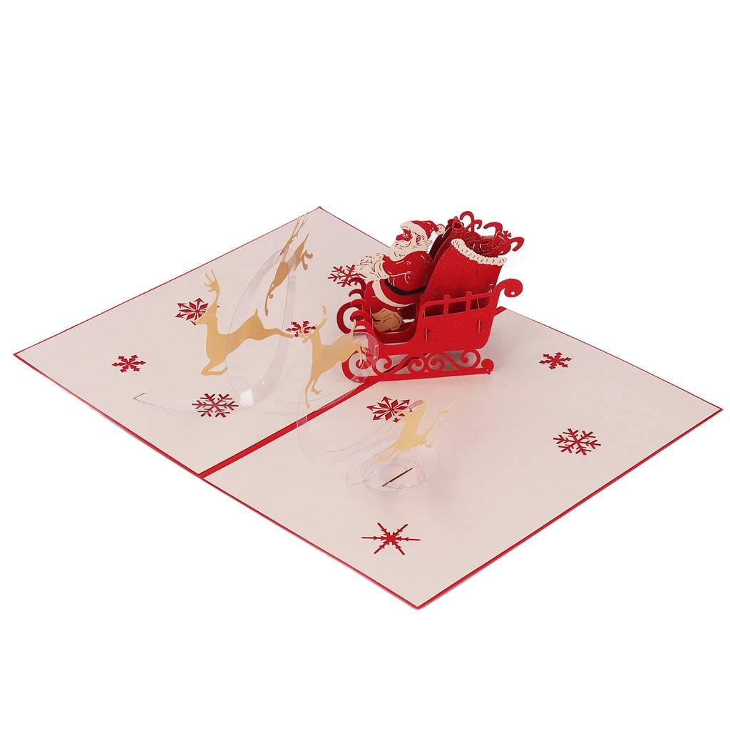 3D рождественские открытки, сделанные вручную, красиво выгравированные, повозка с оленями, 3D всплывающие поздравительные открытки для Write Blessi