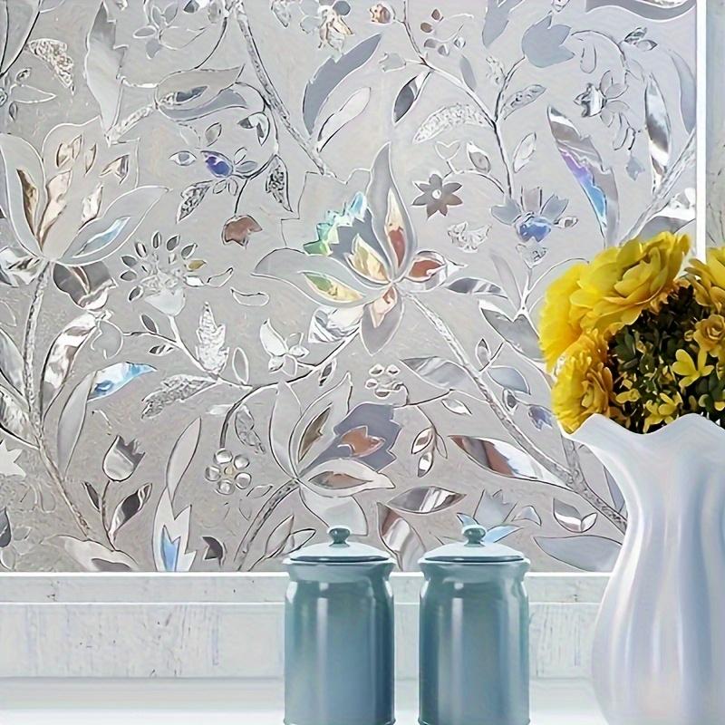 Self-adhesive PVC Static Cling Window Film Suitable for Bathroom and Shower Windows, Transparent or Opaque Window Film for Living Room Home Decoration