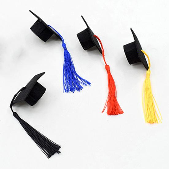 20 шт., фетровая мини-выпускная шляпа бакалавра с кисточками, праздничный Топпер для бутылки вина, товары для выпускного вечера