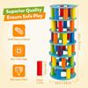 Coogam Wooden Tower Stacking Game, Fine Motor Skills Building Blocks with Dice, Slate Tower Toy, Montessori Family Party Games for Children and Adults