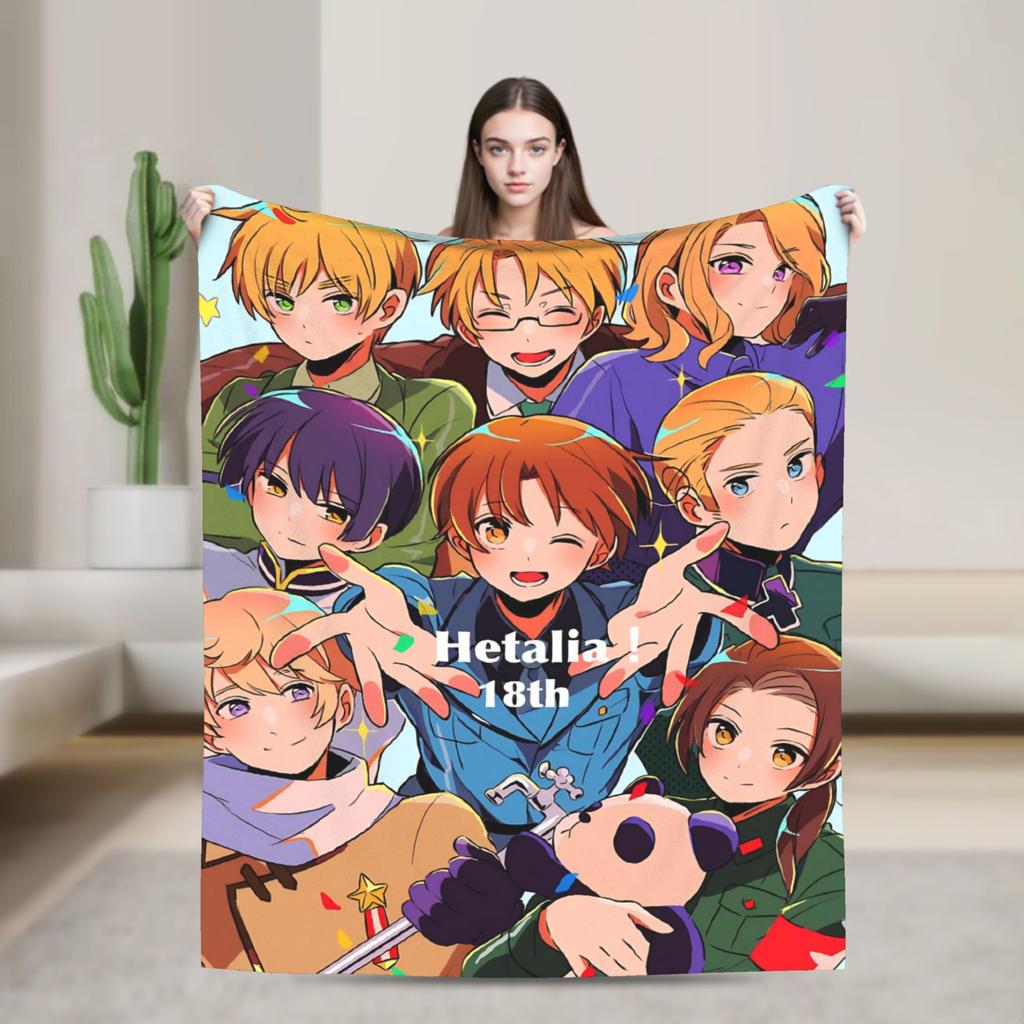 APH Italy Hetalia Anime Blanket Fleece Winter Multifunction Super Soft Throw Blanket for Home Travel Rug Piece