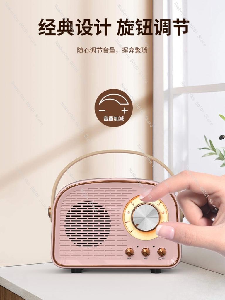 Портативная Bluetooth-колонка в ретро-стиле, Мини-аудиосистема для рабочего стола с воспроизведением через USB и TF-карту, Легкая для путешествий и офиса