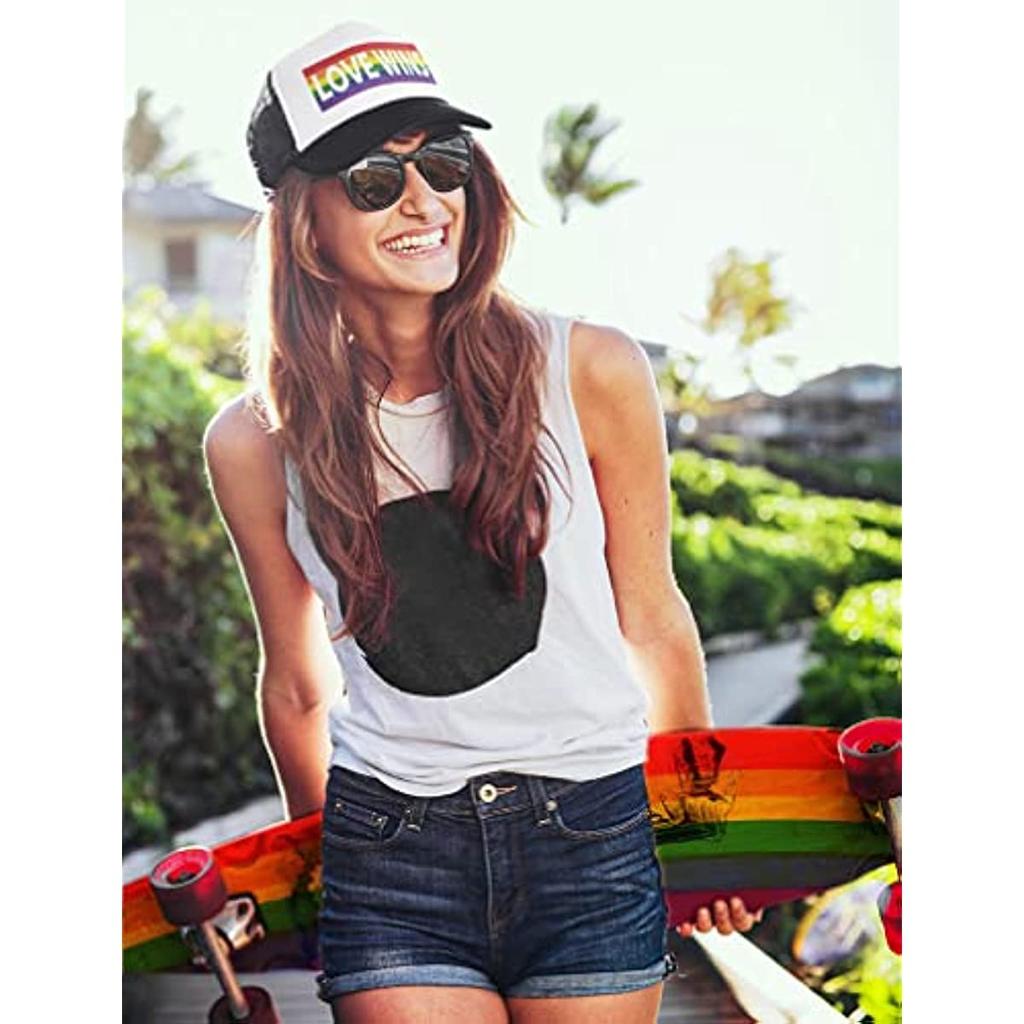 Радужная шляпа Love Wins, ЛГБТК-подарки, гей-прайд, шляпы дальнобойщика Love Is Love, сетчатая кепка, бейсболка для унисекс, четыре сезона