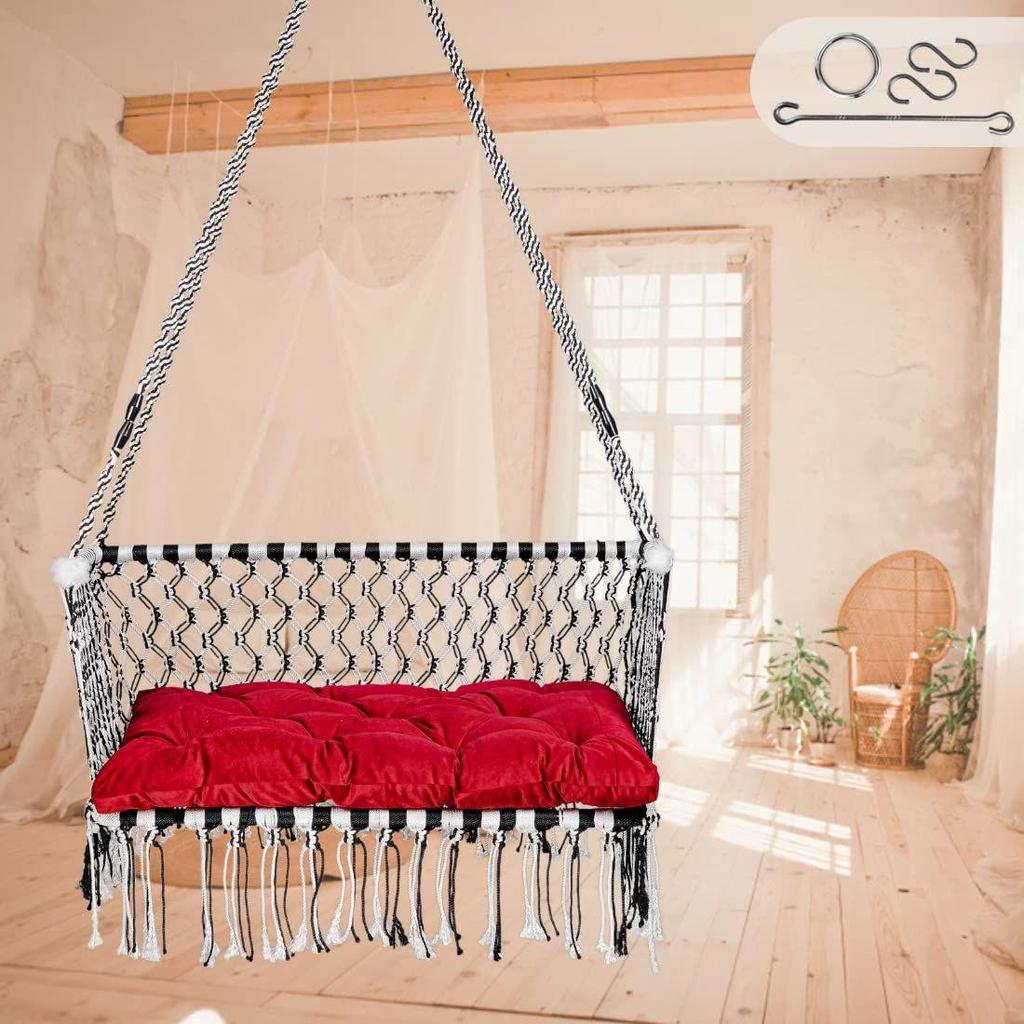 Двухместное кресло-качалка с металлическим каркасом и подлокотником для взрослых и детей/качели для дома и улицы/вместимостью 200 кг